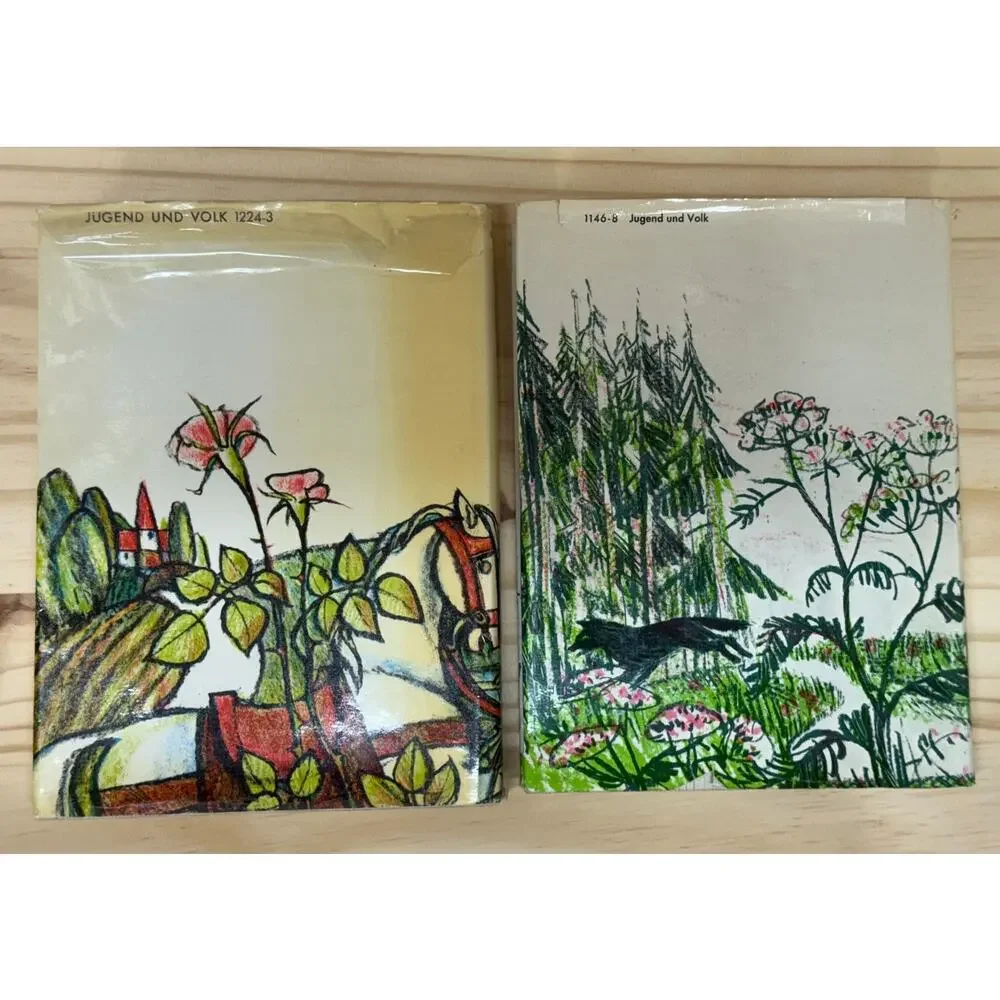 Lot of 2 Grimm Fairy Tales by Richard Bamberger in German 1972 HCDJ